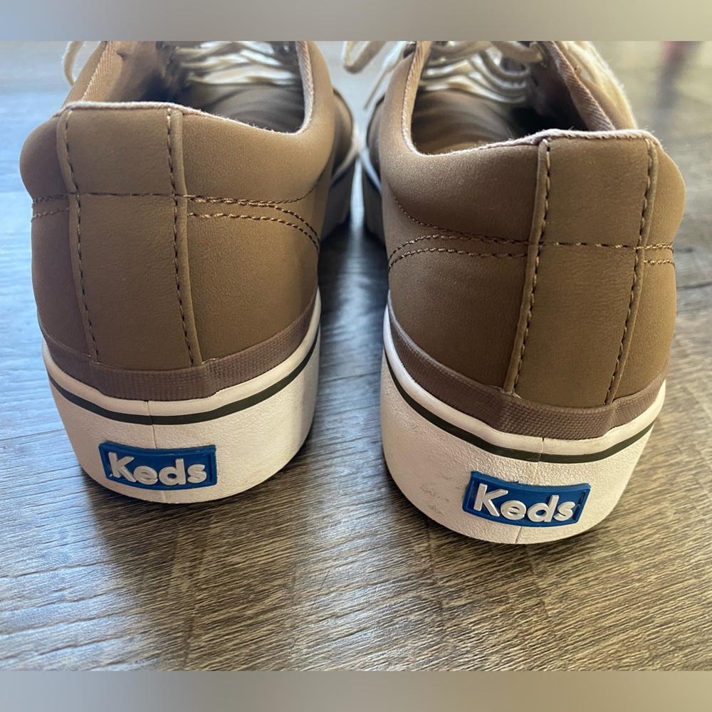 Keds Taupe Sneakers with White Soles & Gold Accents - Picture 5 of 9